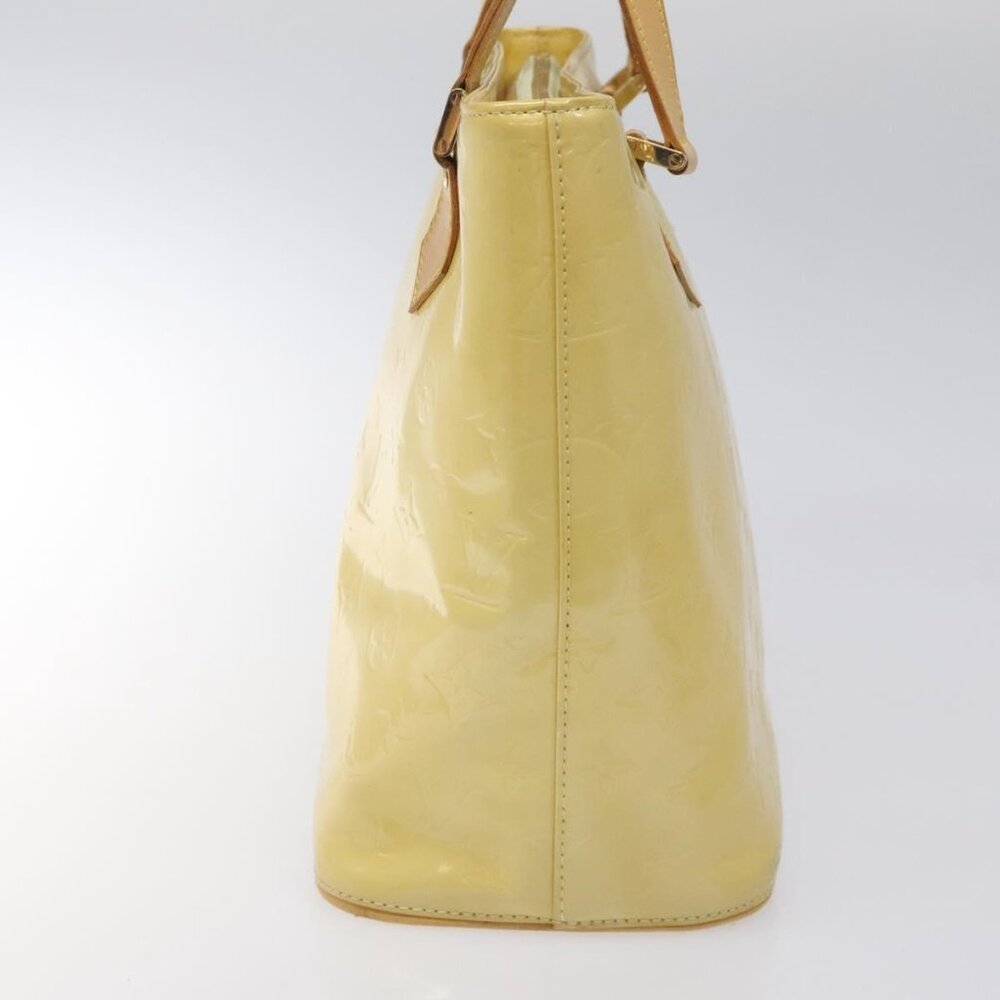 LOUIS VUITTON Monogram Vernis Houston Hand Bag Lime Yellow LV Auth - Picture 4 of 16